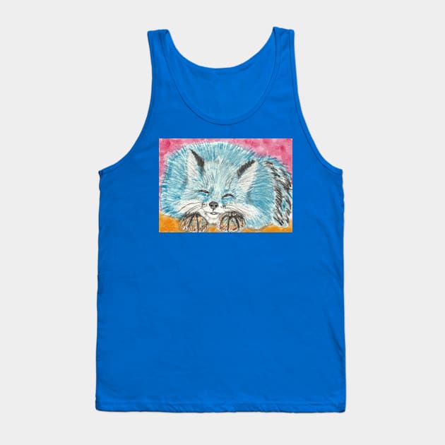 Sleepy blue fox  art Tank Top by SamsArtworks